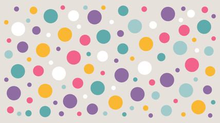 Obraz premium A seamless pattern of colorful circles scattered on a light gray background in a random arrangement