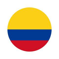 National flag of Colombia. Colombian flag shaped as circle. Vector Illustration.	