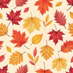 a seamless pattern of autumn fallen leaves