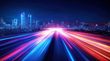 Night city highway speed motion blur