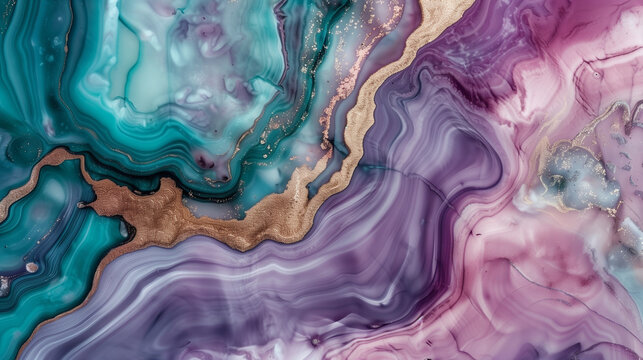 Minimal artistic background with pink, green, gold, and purple colors flowing and dripping across the canvas, creating a vibrant explosion of paint.