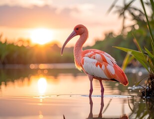 pink flamingo in the water