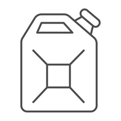 Gasoline canister thin line icon, petroleum concept. Vector graphics. Car oil sign on white background, outline style icon for mobile or web design.