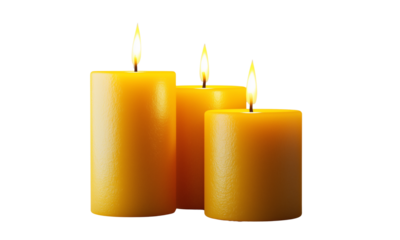 Relaxing evening with yellow candles home decor candlelit ambiance warm atmosphere close-up serenity and calmness