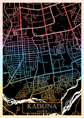 Kaduna Nigeria City Map. Downtown printable Landmarks, print city painting, travel art banner, modern urban art, background abstract city
