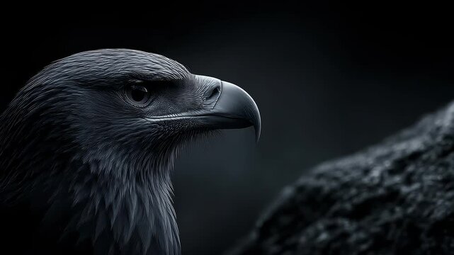 Black and White Close-up of Eagle Showing Strength and Perseverance
