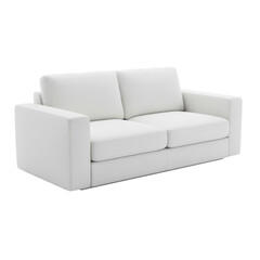 Elegant white loveseat, a modern minimalist furniture with clean lines isolated on a transparent