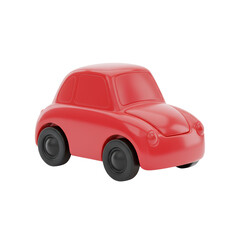 Scarlet simulated vehicle miniature gleaming with glossy texture and smooth curves against a