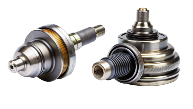 Two constant velocity joints isolated on transparent background for car industry