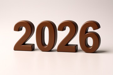 New year 2026 Chocolate color 3d image generated by AI