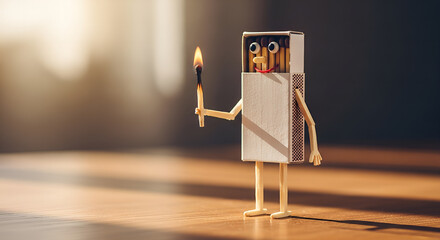 Various designs and cartoons made from matchboxes