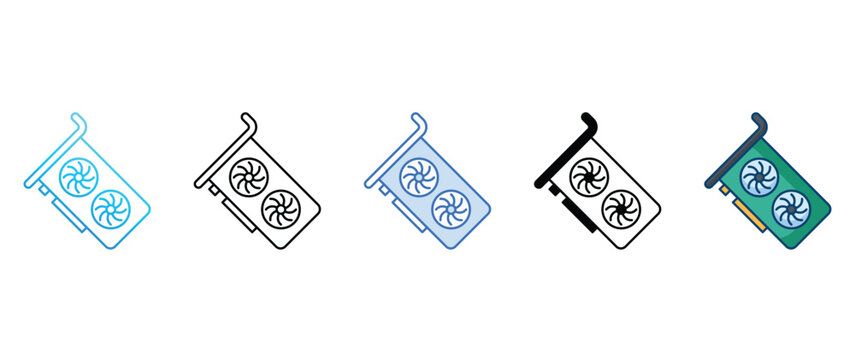 GPU Card icon set multiple style collection