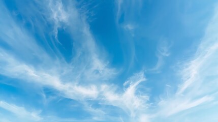  Wispy Cirrus Clouds Adorning a Vast Azure Sky on a Clear Summer Day