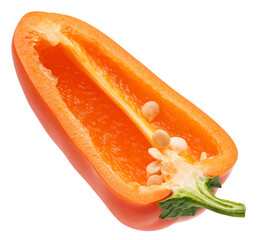 Half orange mini bell pepper isolated