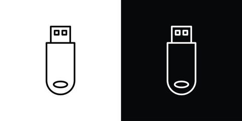USB icon symbols in black illustrations set