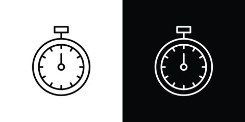 Timer icon symbols in black illustrations set