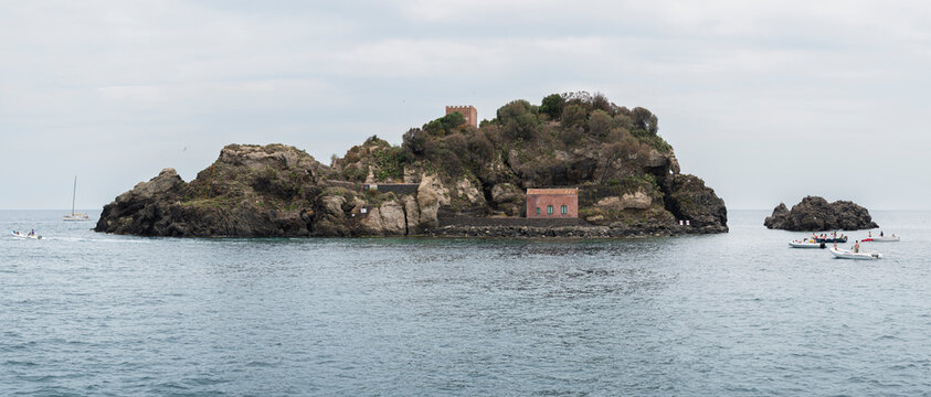 Isola di Lachea and boats, Acitrezza 