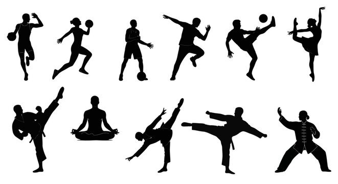 Dynamic abstract geometric shapes with a prominent silhouette in a modern advertising banner design