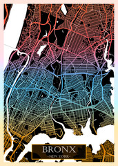 Bronx USA City Map. Downtown printable banner, travel destination Landmarks travel city landscape, map illustration print cities city travel, illustration painting destination, city banner