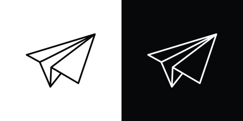 Paper plane icon symbols in black illustrations set