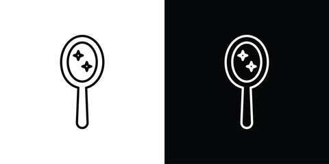 Mirror icon symbols in black illustrations set
