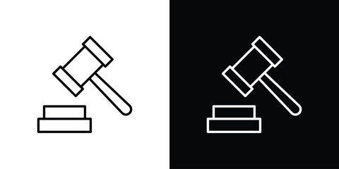 Law icon symbols in black illustrations set