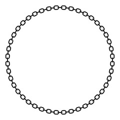 A round chain border forming a perfect circle with interlocked metal links