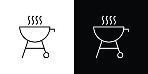 Grill icon symbols in black illustrations set