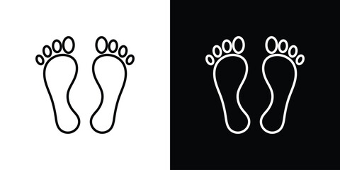 Footprint icon symbols in black illustrations set