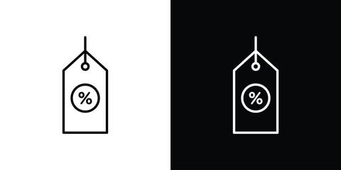 Discount tag icon symbols in black illustrations set
