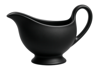 A sleek black stoneware sauceboat, perfect for modern dinner parties.