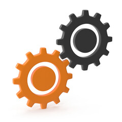 Interlocking Gears Representing System Connection and Teamwork