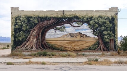 illustration painting of trees in their space generative ai