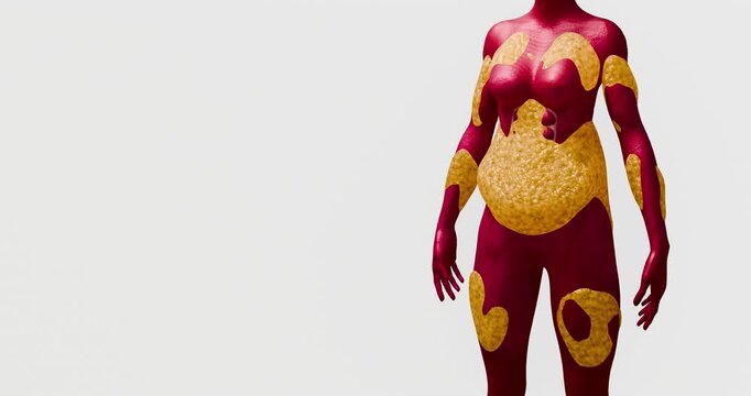 Abdominal Fat Layers Showing Subcutaneous and Visceral Fat for Weight Loss and Fitness Education Concept 3D Rendering

