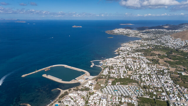 Scenic Aerial View of Turgutreis Marina in Bodrum, Turkey - Powered by Adobe