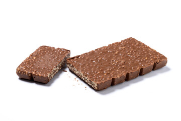 Delicious Christmas chocolate nougat isolated on white background