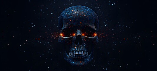 Pointillist grunge design of skull with abstract dotted pattern, ,generative AI