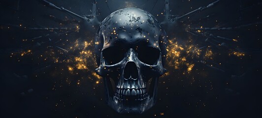 Pointillist grunge design of skull with abstract dotted pattern, ,generative AI