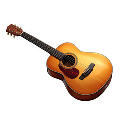 Obraz premium Classic Wooden Acoustic Guitar Front View, isolated on a transparent background