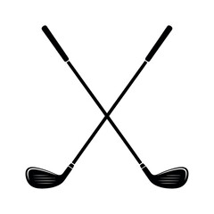 Classic crossed golf clubs design vector illustration, ideal for sports branding, golf course logos, tournament graphics, or leisure activity themes and apparel