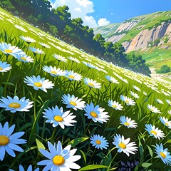 meadow with daisies