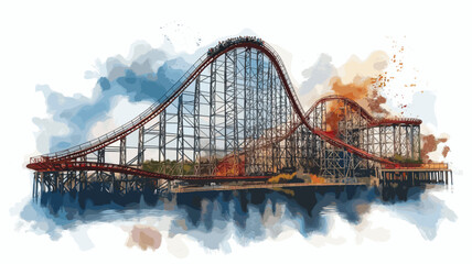Cedar Point. Cedar Point hand drawn watercolor illustration