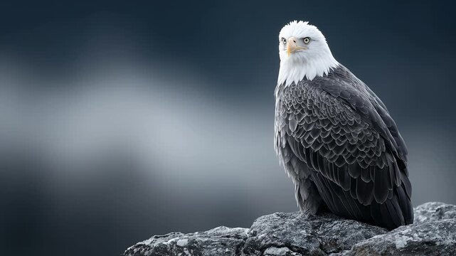 Bald Eagle Standing on Mountain Top Showing King Style