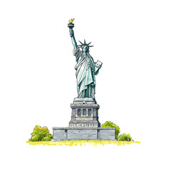 Statue of Liberty. Statue of Liberty hand drawn watercolor illustration © Aquir