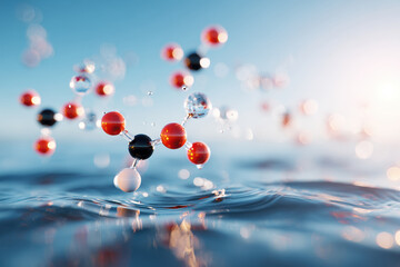 Colorful molecular structure close-up