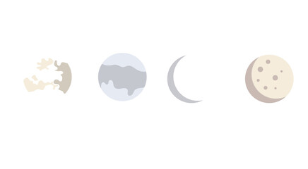 Pastel Moon Phases Set PNG - Lunar Cycle Celestial Chart Icons