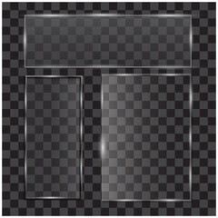 Transparent Glass Effect Overlays and Rectangles on Checkered Background Vector Illustration Mockup Template Graphic