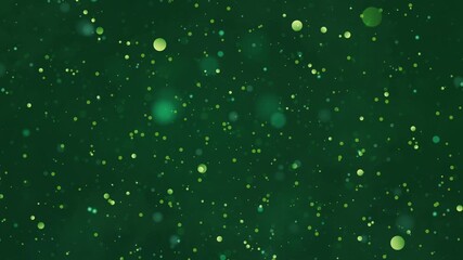 Drifting and floating loopable bokeh particles with defocused green lights against atmospheric blurred background, nature, organic and life themes - Powered by Adobe