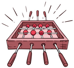 Vibrant cartoon illustration of a foosball table ready for an exciting game of table soccer fun