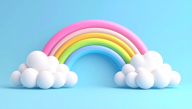 Playful Pastel Rainbow and Clouds Vector for Kids Posters
